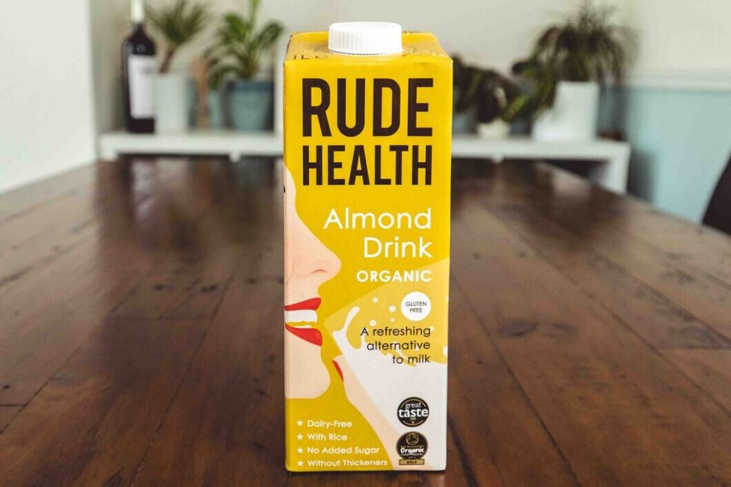 Almond milk in a carton